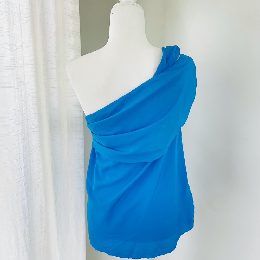 Baja East 2 Blue Knotted One Shoulder Top - Picture 9 of 11